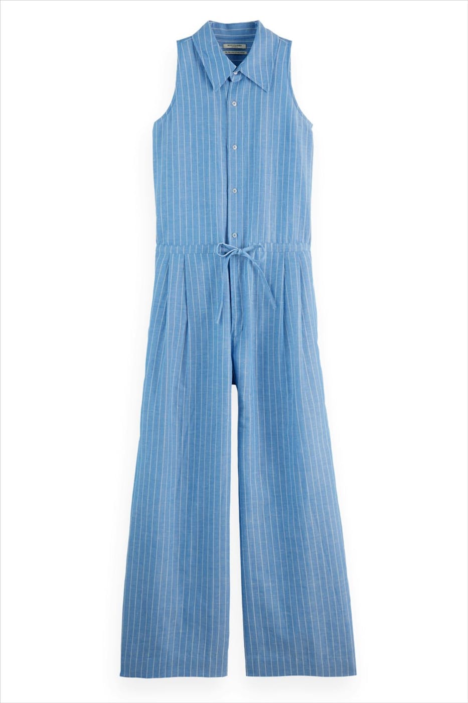 Scotch & Soda - Lichtblauwe Gestreeepte Linnen jumpsuit