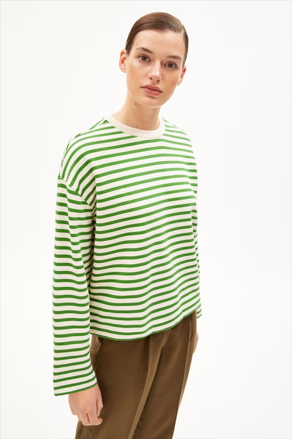 Armed Angels - Ecru-Groene Frankaa Maarlen sweater