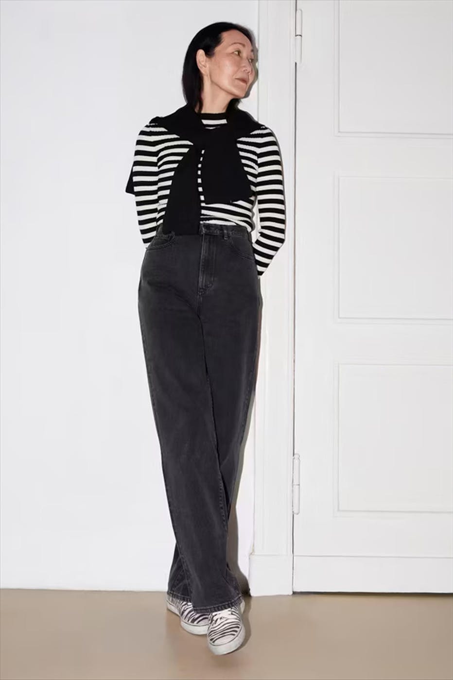Armed Angels - Zwart-Ecru Alaania Striped coltrui