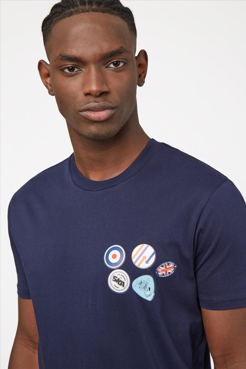 Ben Sherman - Donkerblauwe Badges Plectrum T-shirt