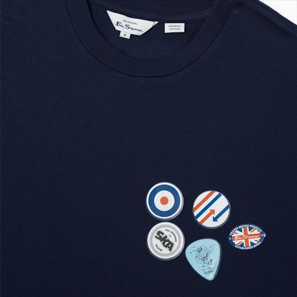 Ben Sherman - Donkerblauwe Badges Plectrum T-shirt