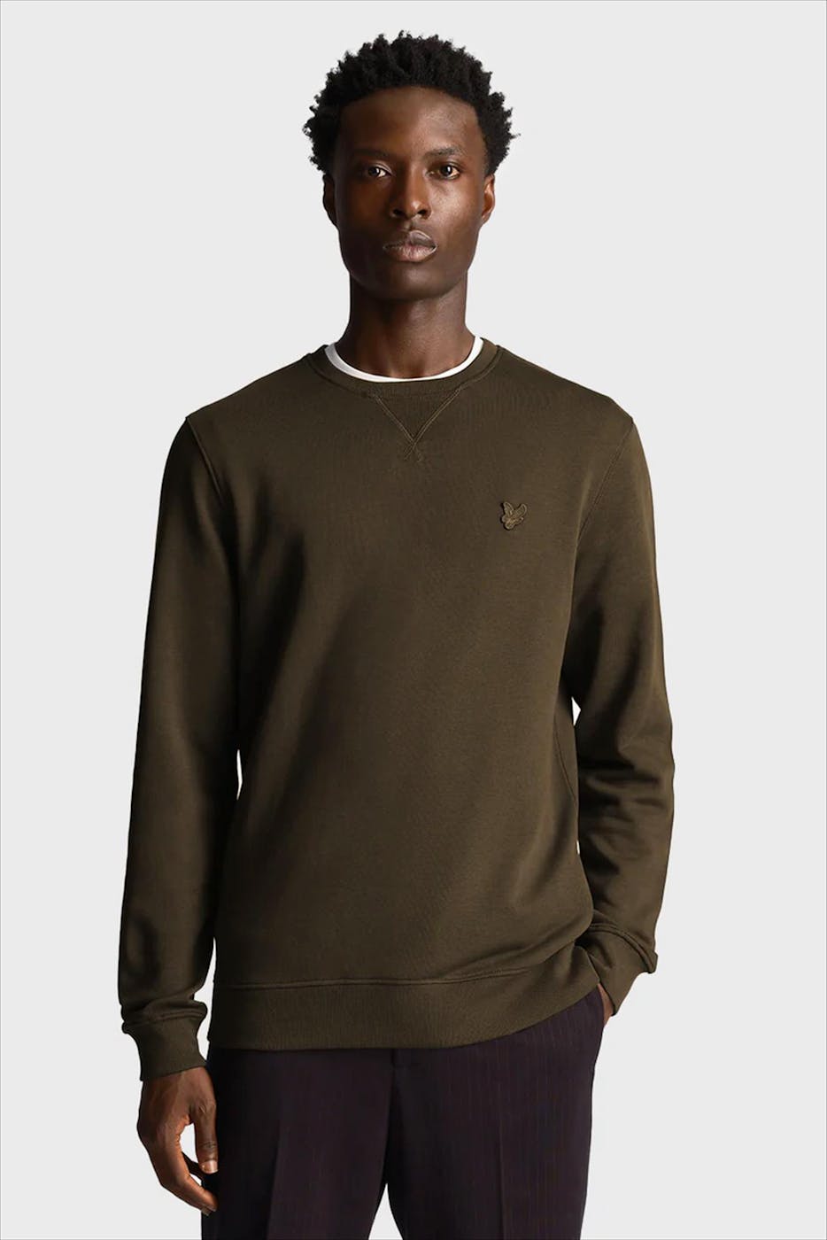 Lyle & Scott - Groene Tonal Eagle sweater
