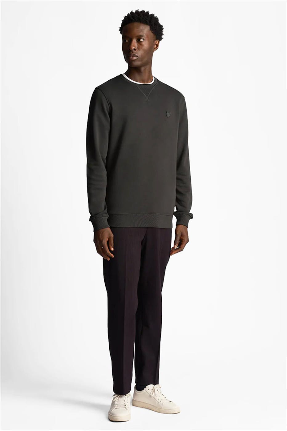 Lyle & Scott - Donkergrijze Tonal Eagle sweater