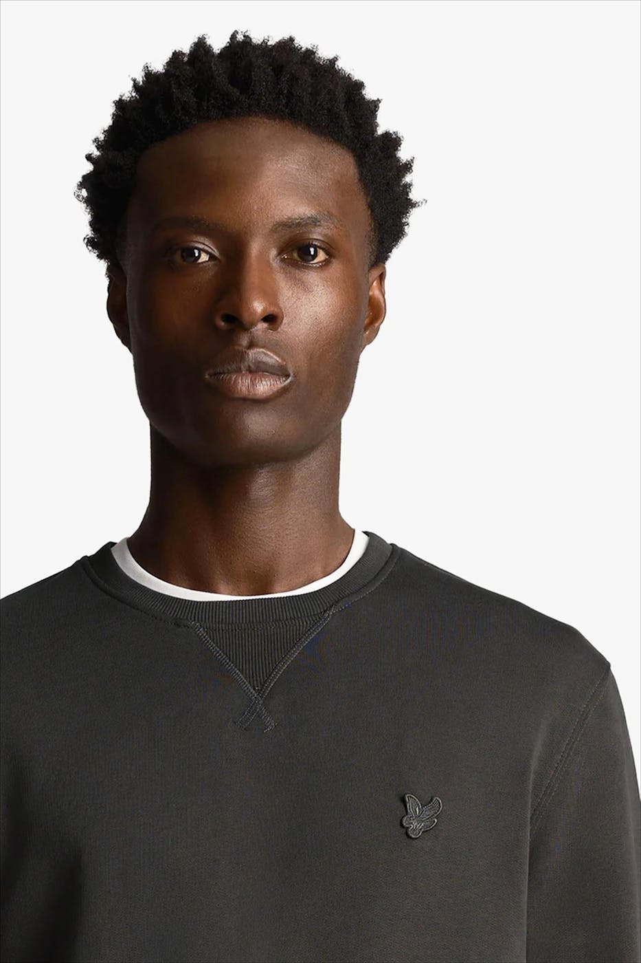 Lyle & Scott - Donkergrijze Tonal Eagle sweater