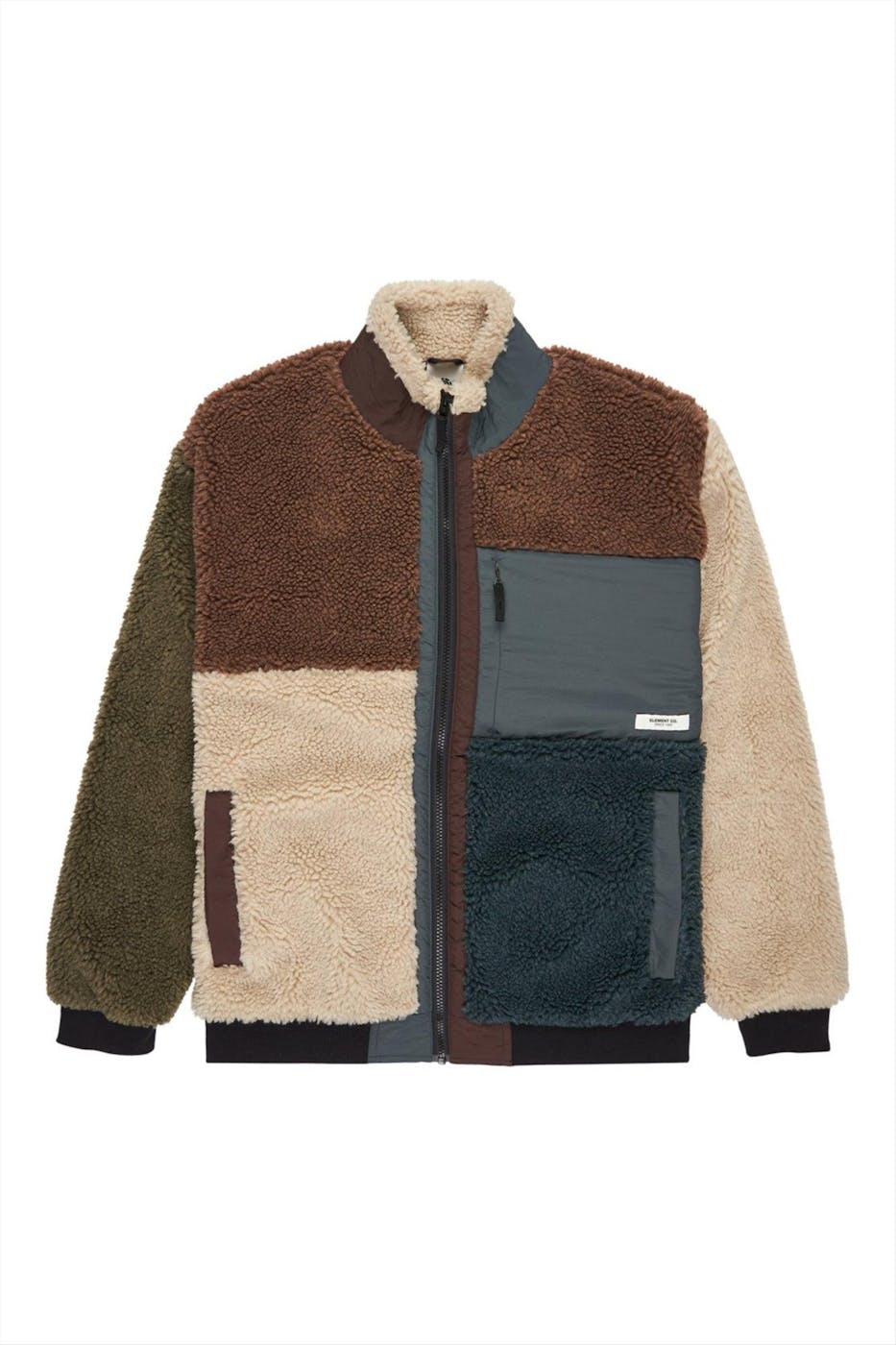 Element - Beige-Bruine-Donkergroene Oak Sherpa jas