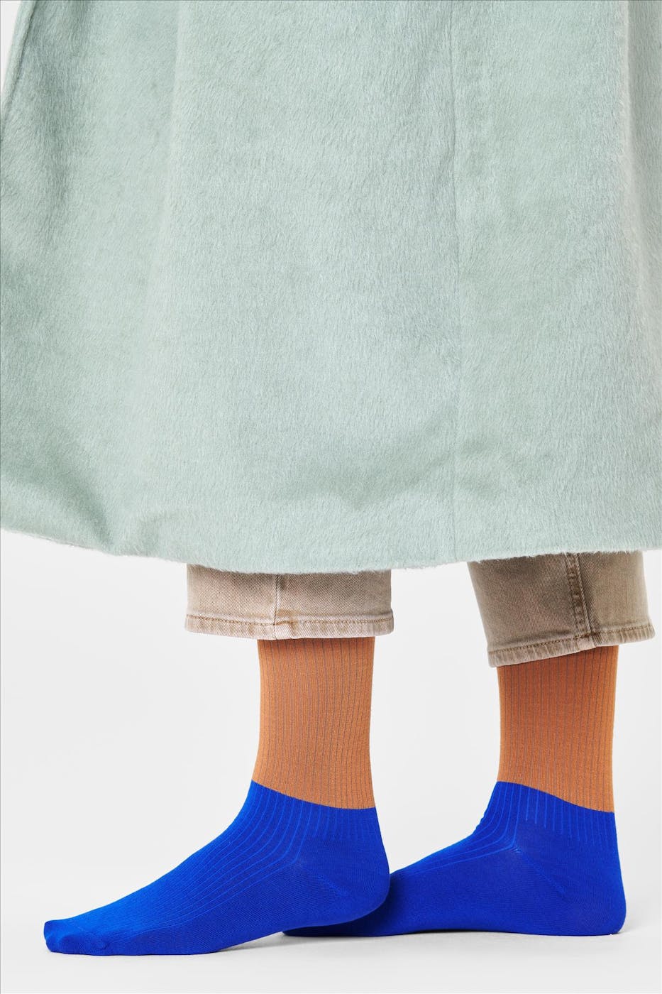 Happy Socks - Koningsblauwe-bruine I Am Blocked sokken, maat: 41-46
