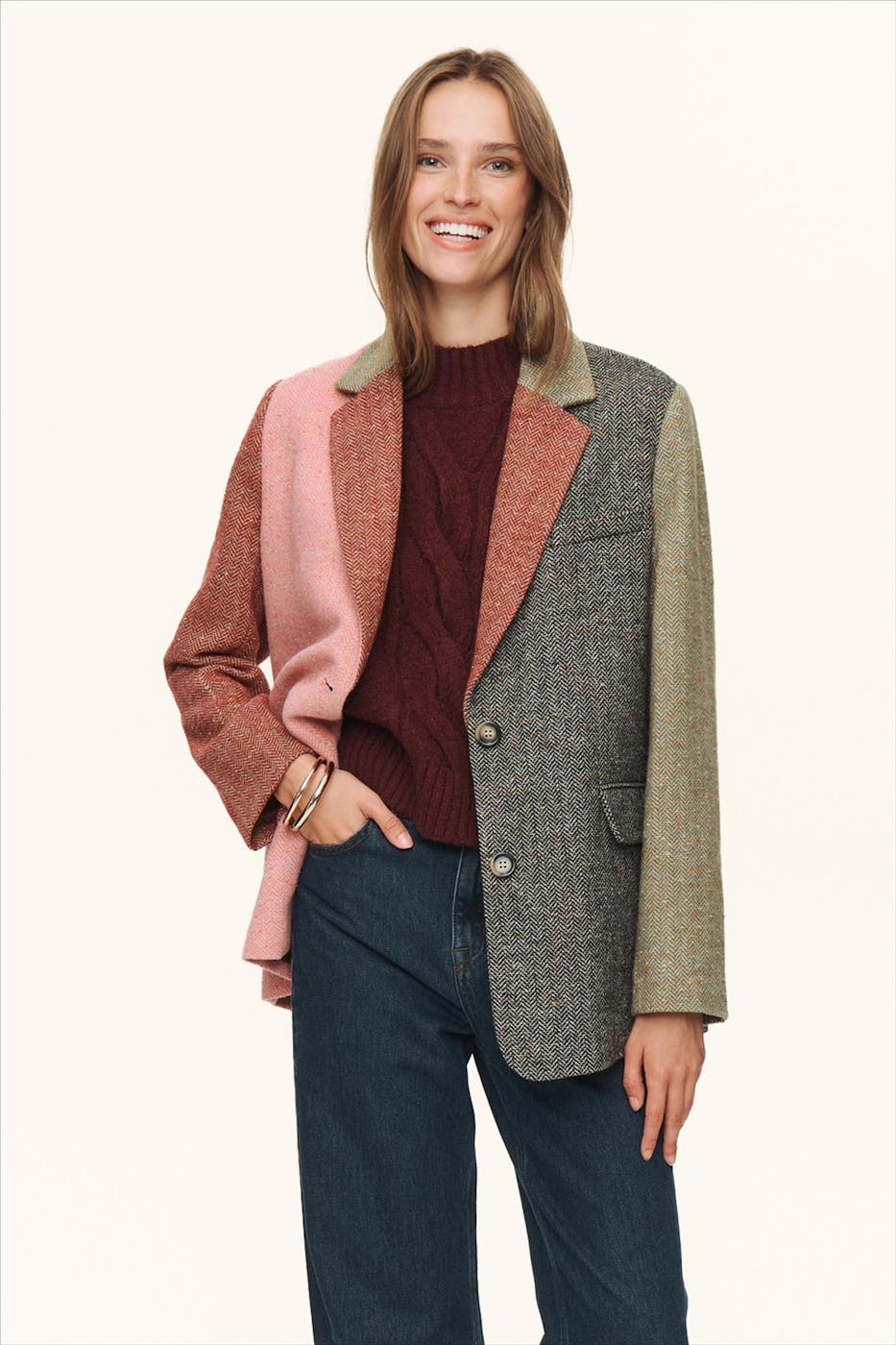 Nümph - Roze-Groen-Zwarte Avey blazer
