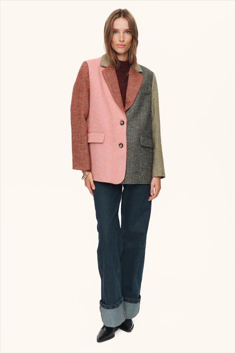 Nümph - Roze-Groen-Zwarte Avey blazer