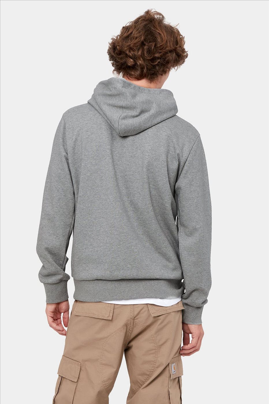 Carhartt WIP - Grijze mêlé Hooded Script Embroidery sweater