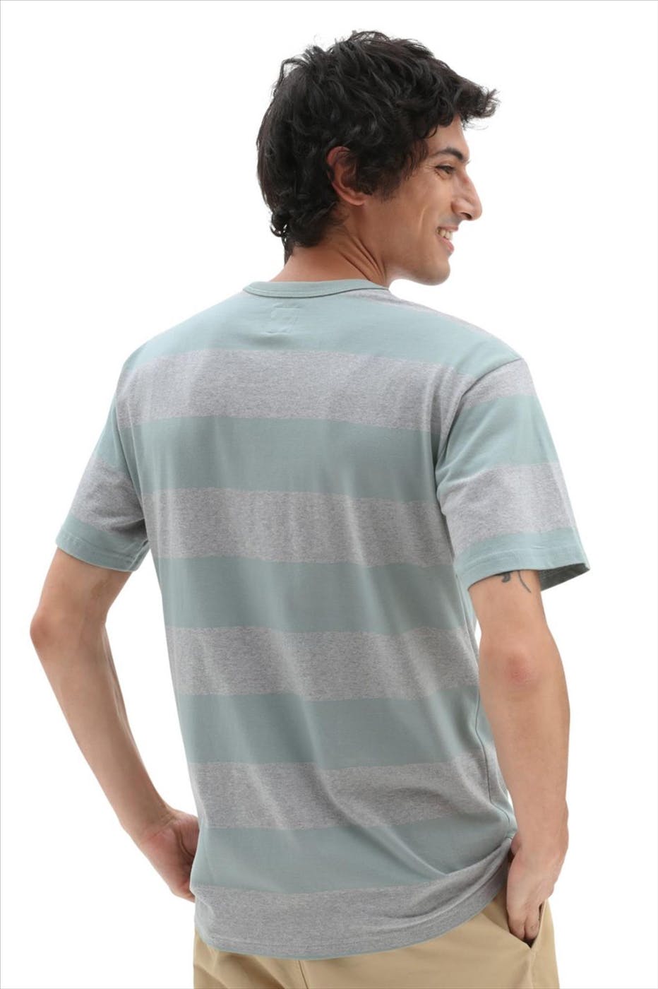 Vans  - Mintgroene-grijze Stripe T-shirt