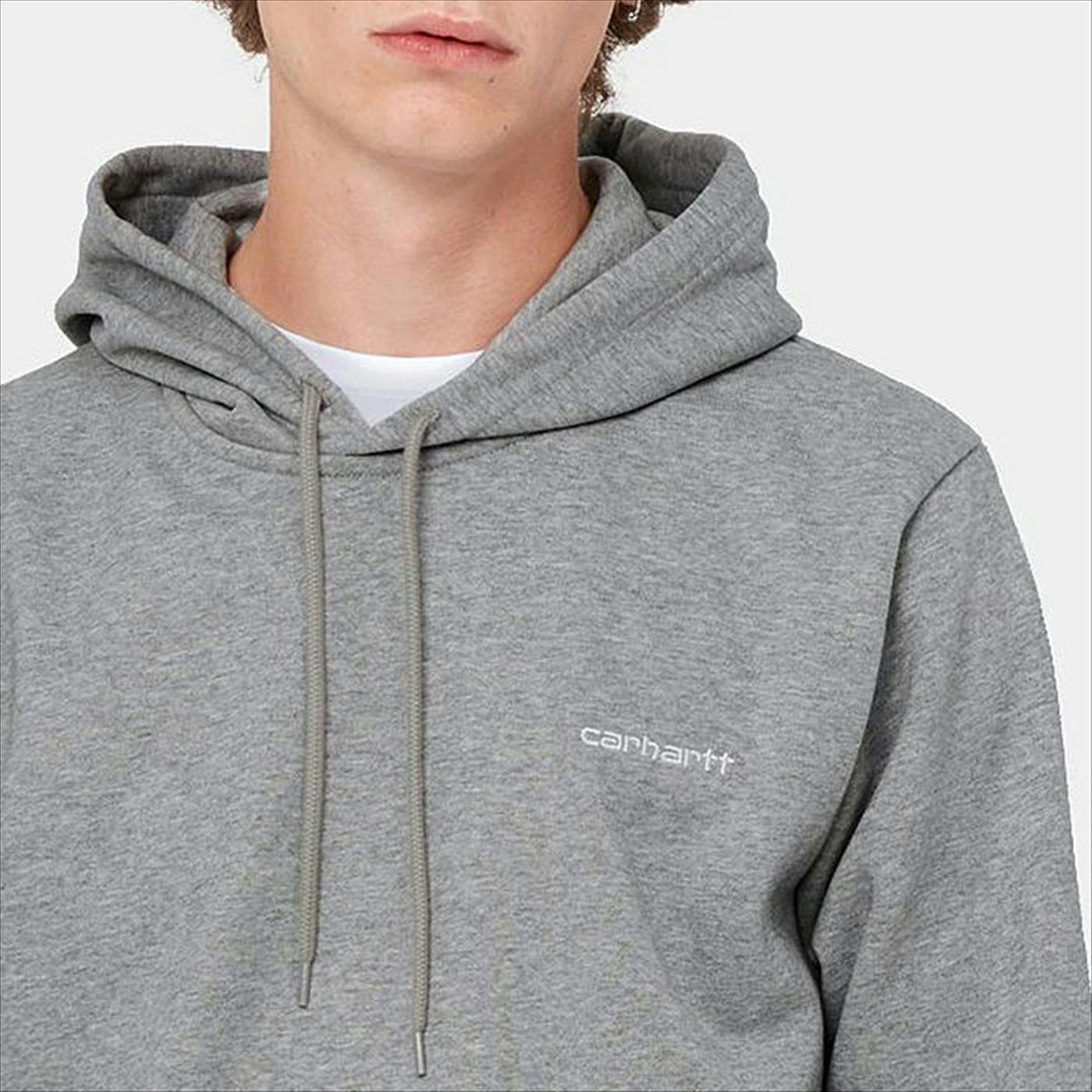 Carhartt WIP - Grijze mêlé Hooded Script Embroidery sweater