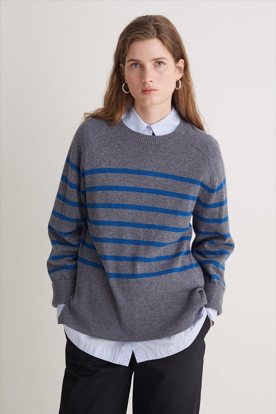 YERSE - Grijze Royal Striped trui