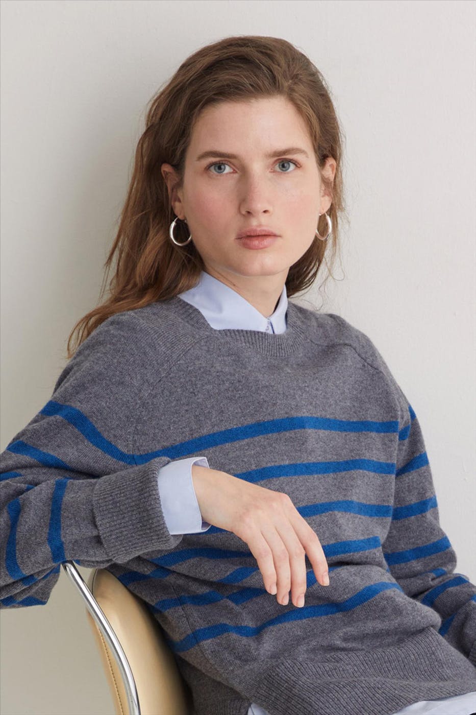 YERSE - Grijze Royal Striped trui