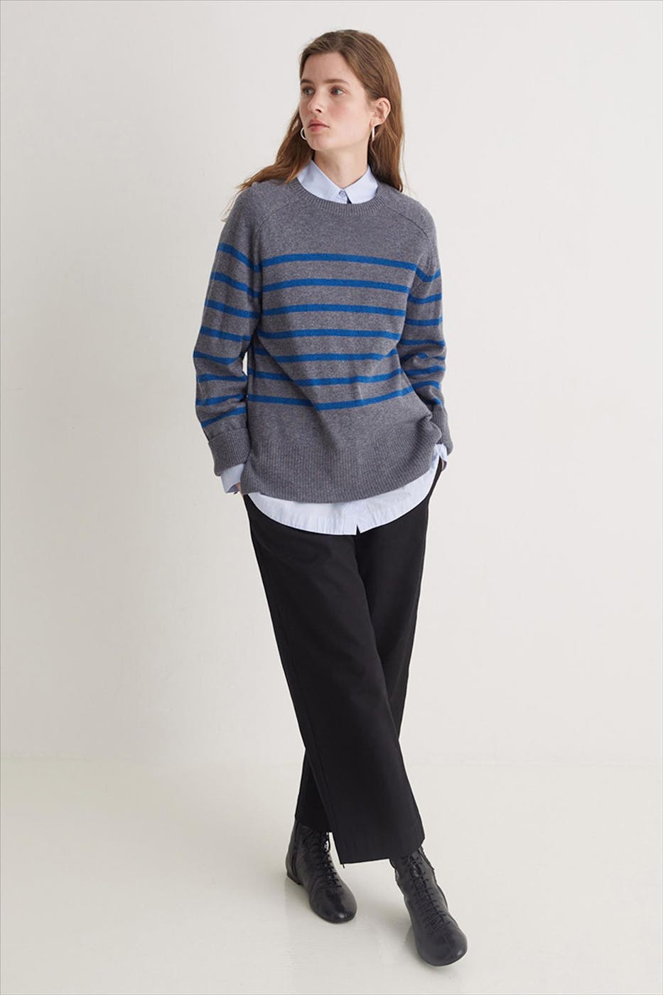 YERSE - Grijze Royal Striped trui