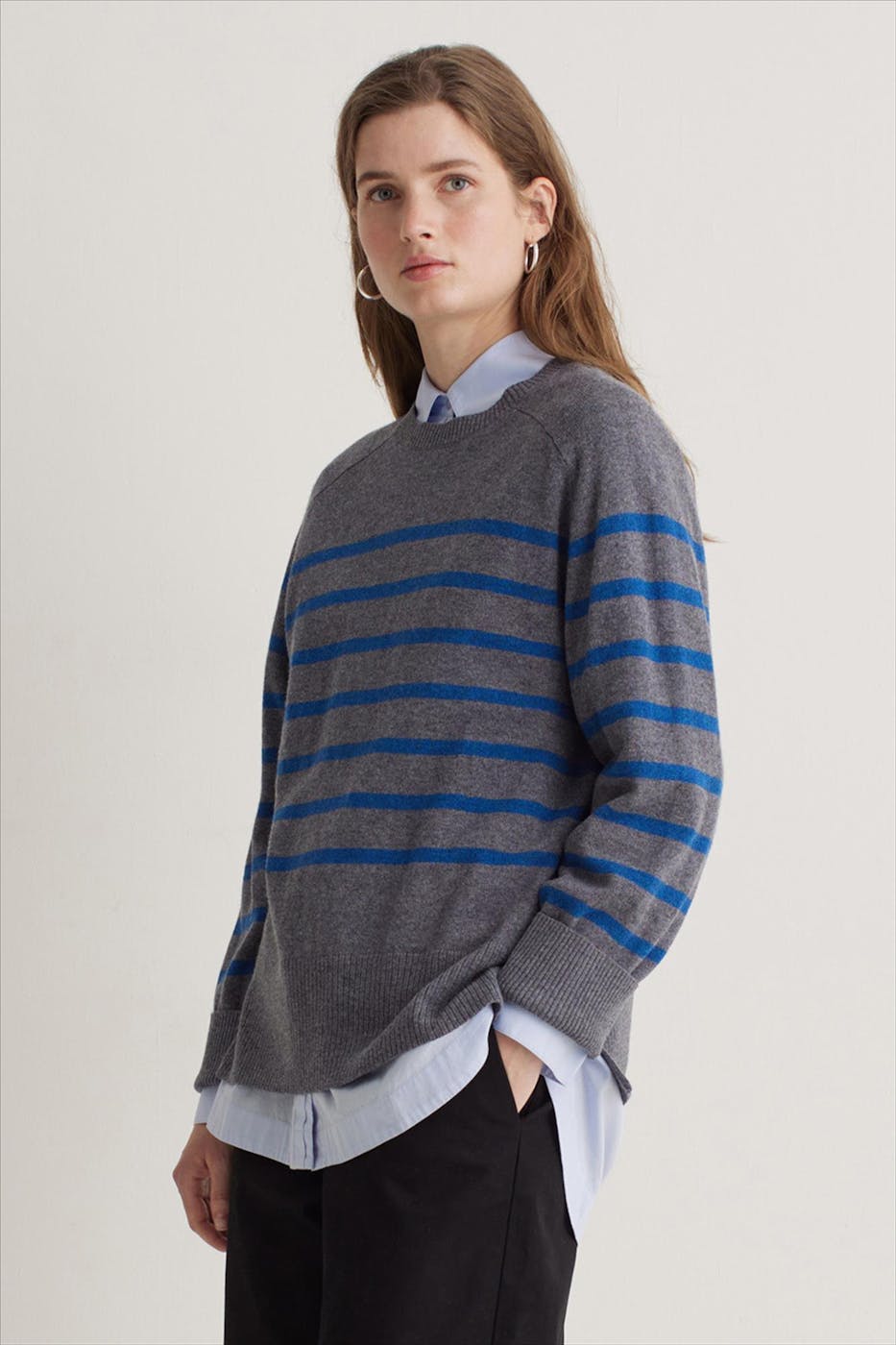 YERSE - Grijze Royal Striped trui