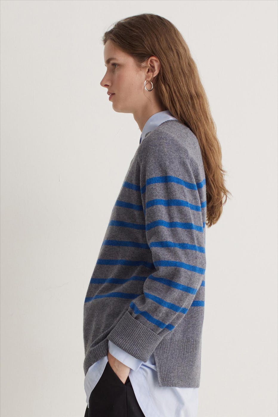 YERSE - Grijze Royal Striped trui