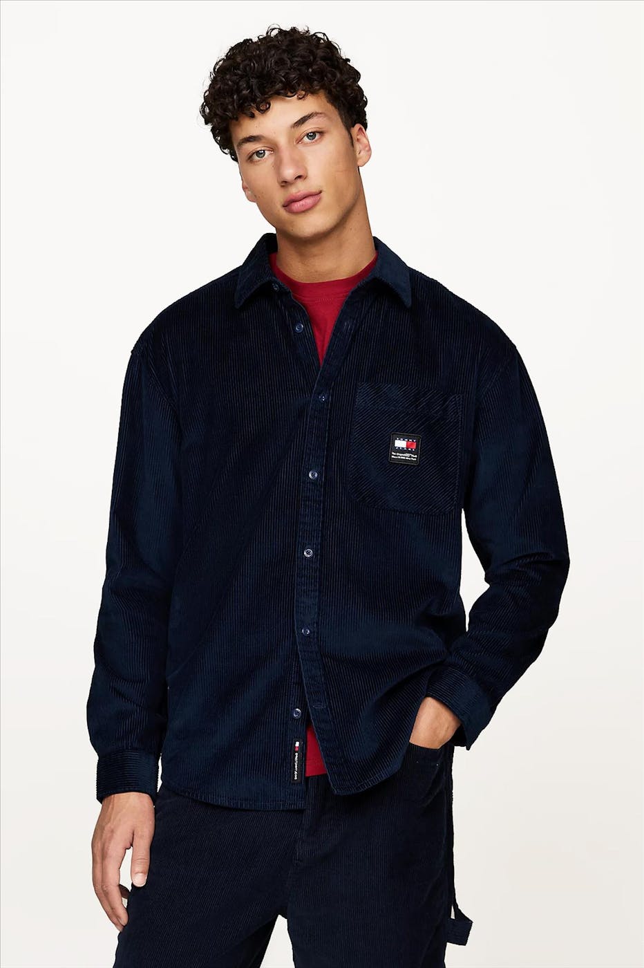 Tommy Jeans - Donkerblauw Relaxed Cord hemd