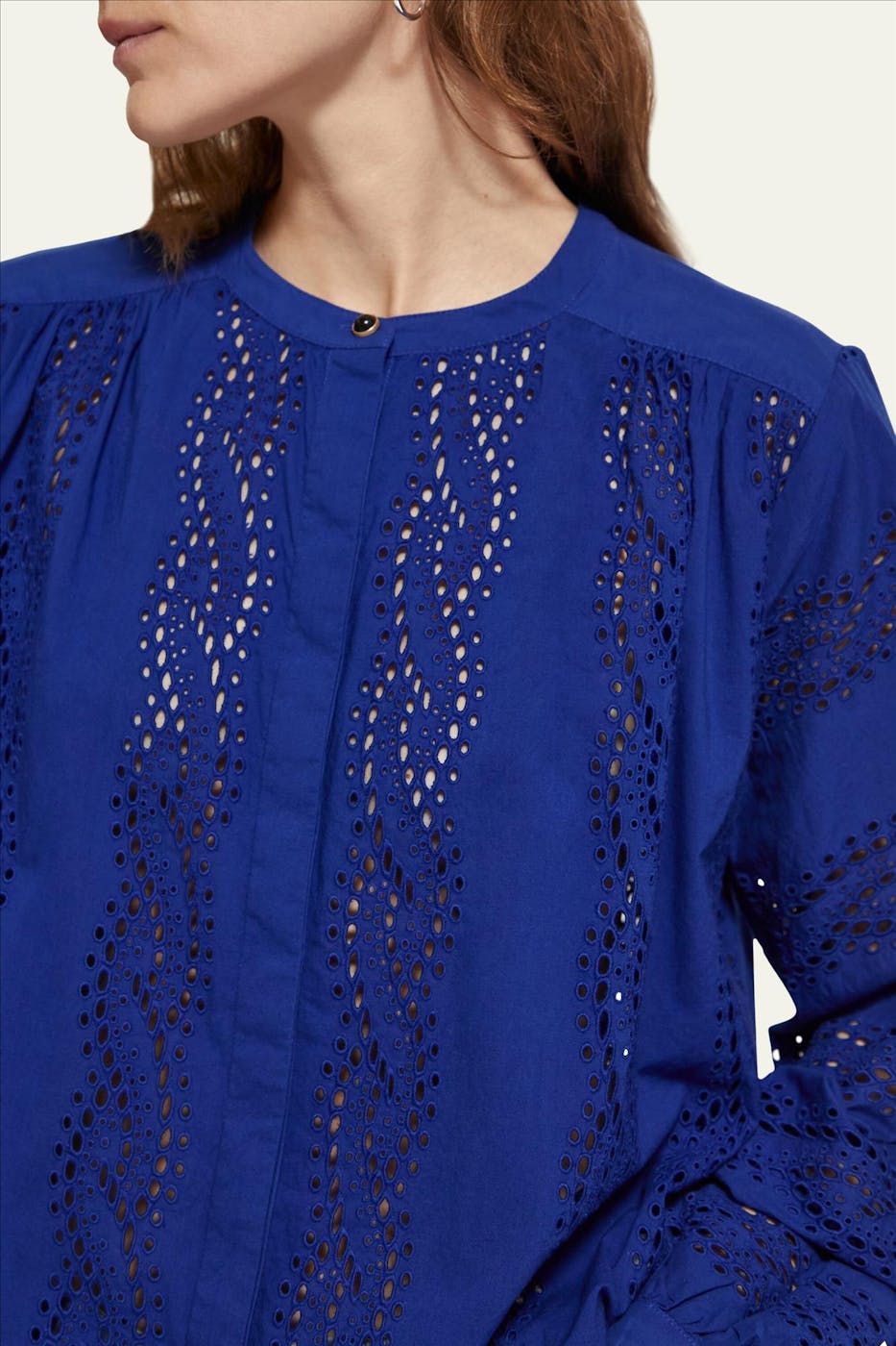 Scotch & Soda - Kobaltblauwe Broderie blouse