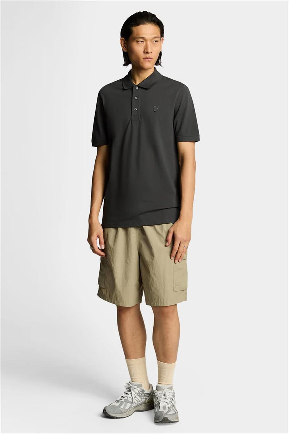 Lyle & Scott - Donkergrijze Superfine polo