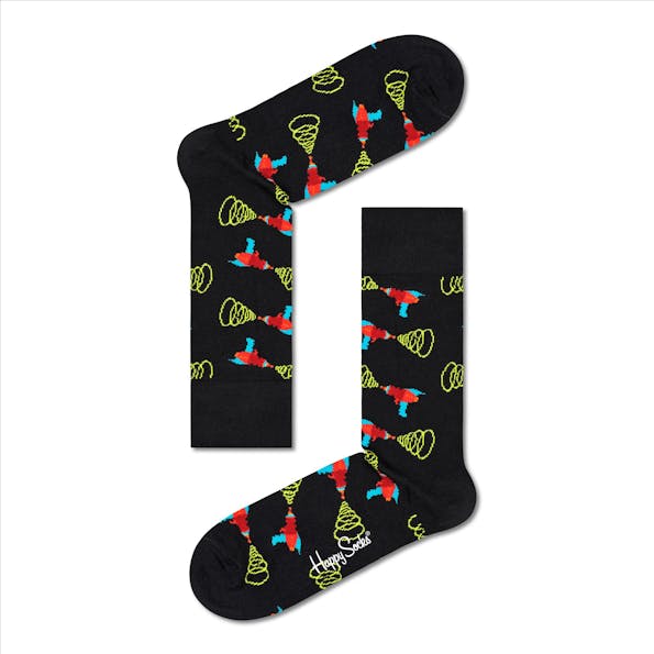 Happy Socks - Zwart-rode Lazer Quest Sokken, maat 41-46