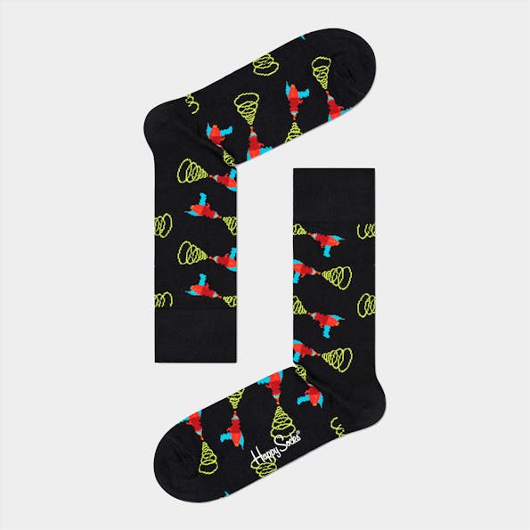Happy Socks - Zwart-rode Lazer Quest Sokken, maat 41-46