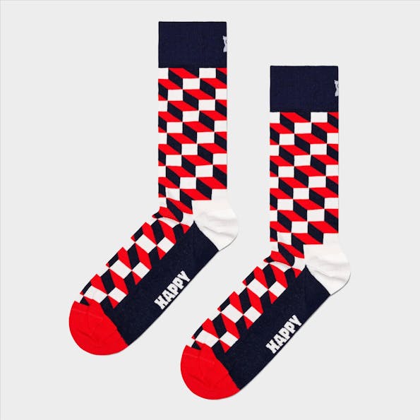 Happy Socks - Donkerblauwe Filled Optic sokken, maat: 41-46