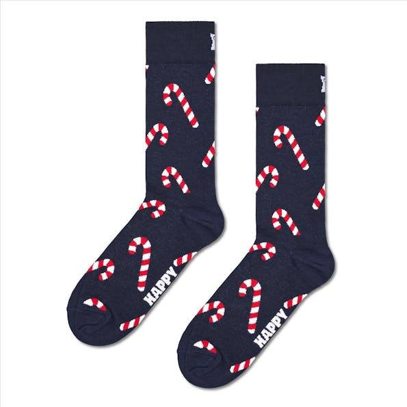 Happy Socks - Donkerblauwe Candy Cane sokken, maat: 41-46