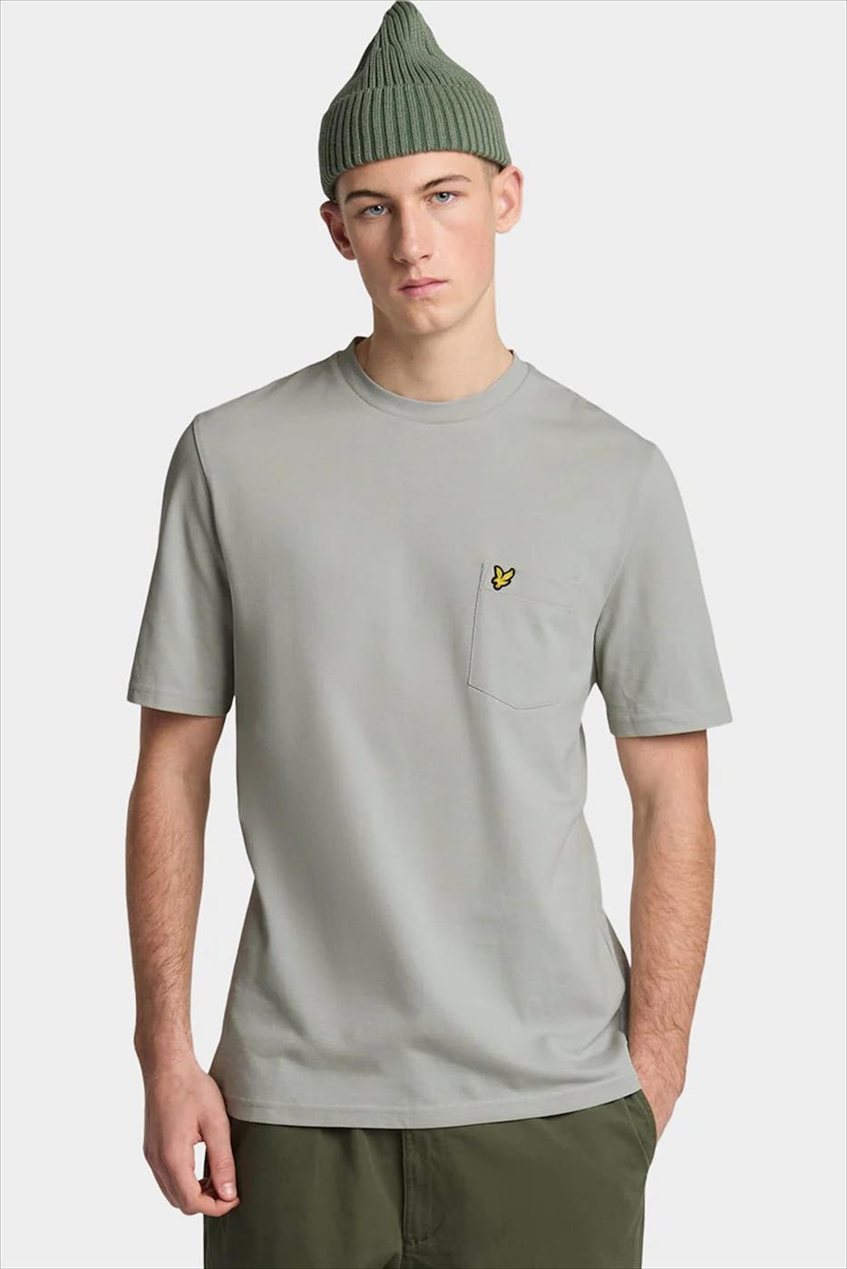 Lyle & Scott - Grijsbeige Plain Pique Pocket T-shirt