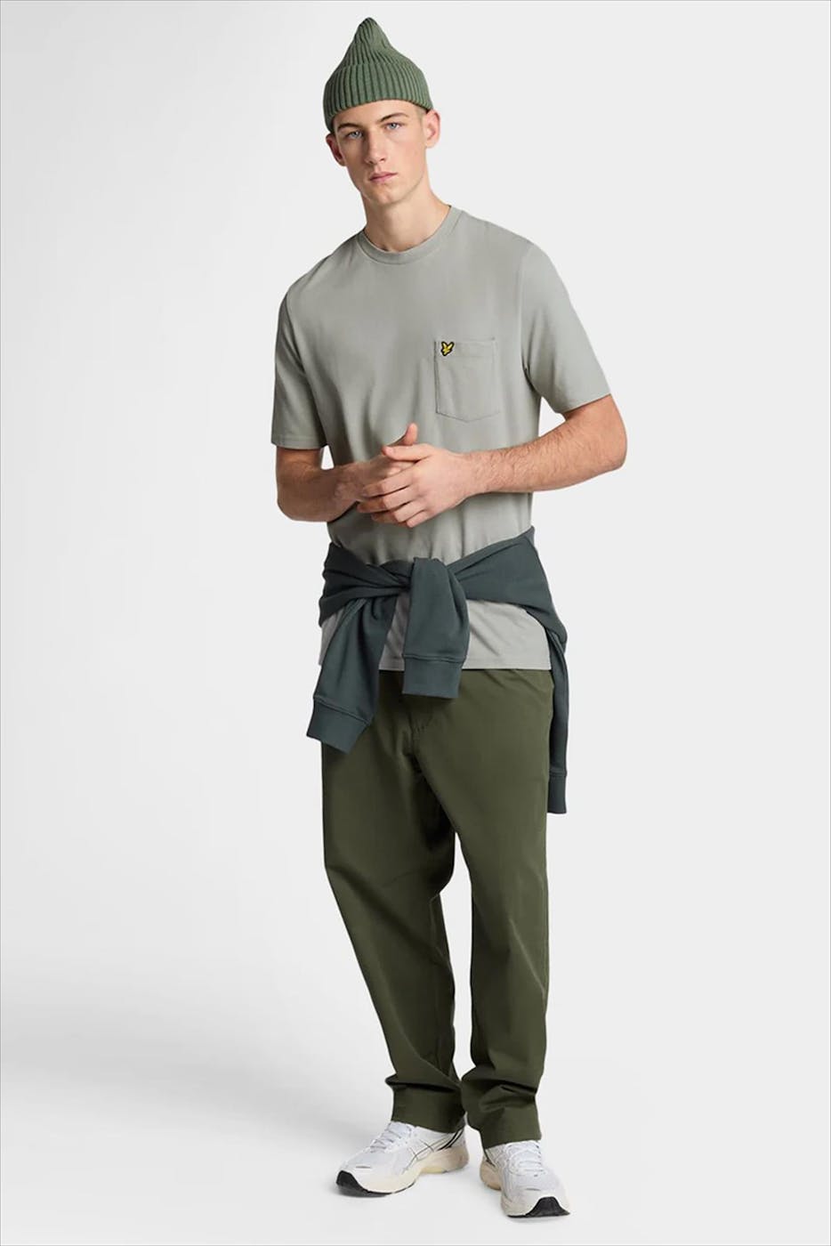 Lyle & Scott - Grijsbeige Plain Pique Pocket T-shirt