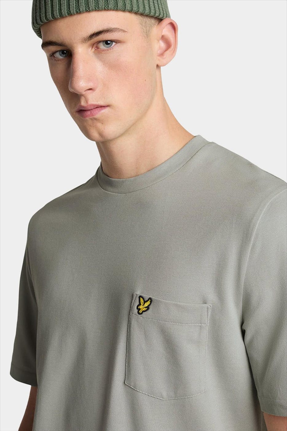 Lyle & Scott - Grijsbeige Plain Pique Pocket T-shirt
