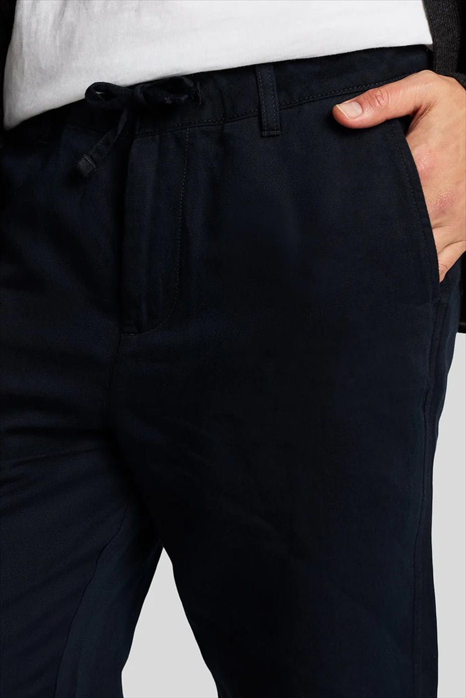 Lyle & Scott - Donkerblauwe Linen Blend broek