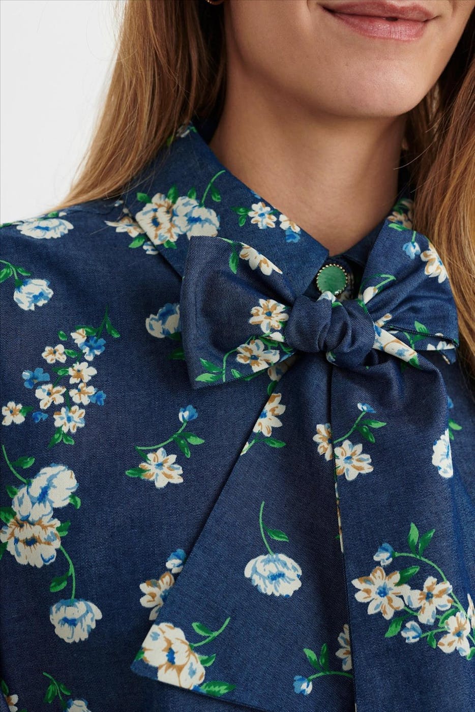 Nümph - Denimblauwe Nuedelle blouse