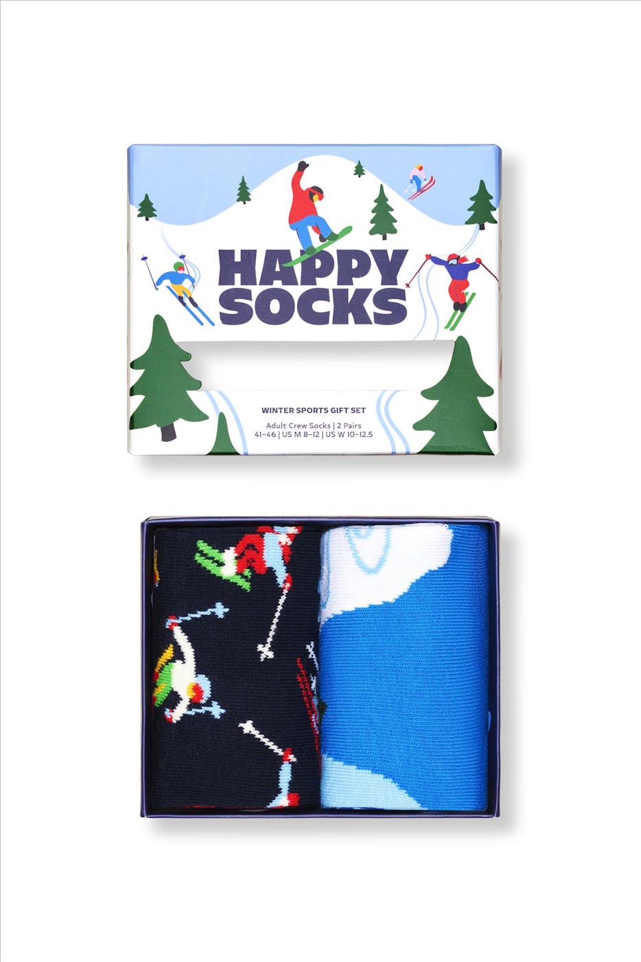 Happy Socks - Blauwe 2-pack Winter Sports sokken giftset, maat: 41-46