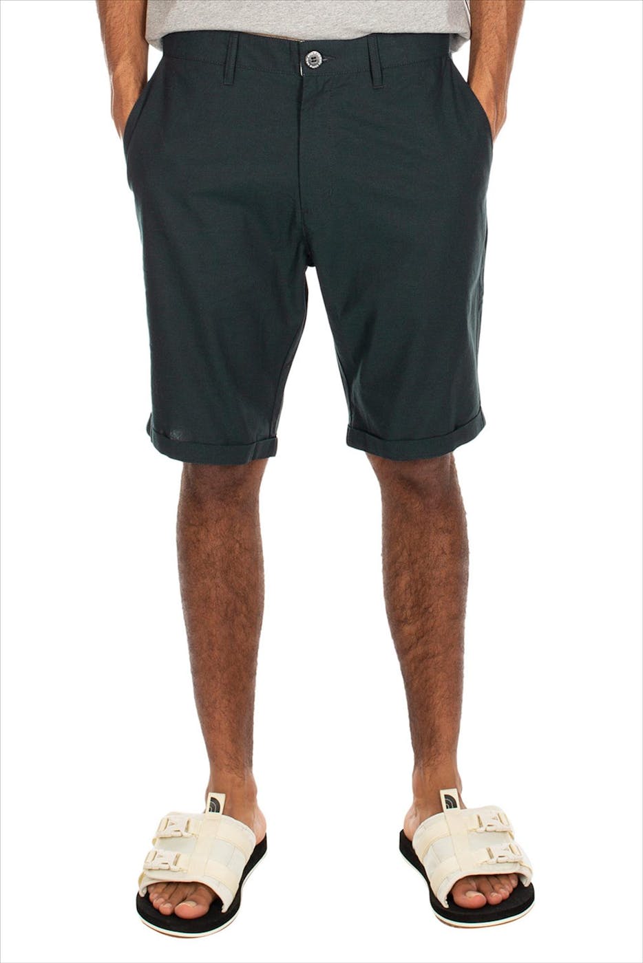 Iriedaily - Donkergroene Golfer Chambray short