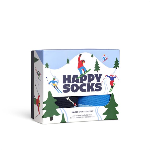 Happy Socks - Blauwe 2-pack Winter Sports sokken giftset, maat: 41-46