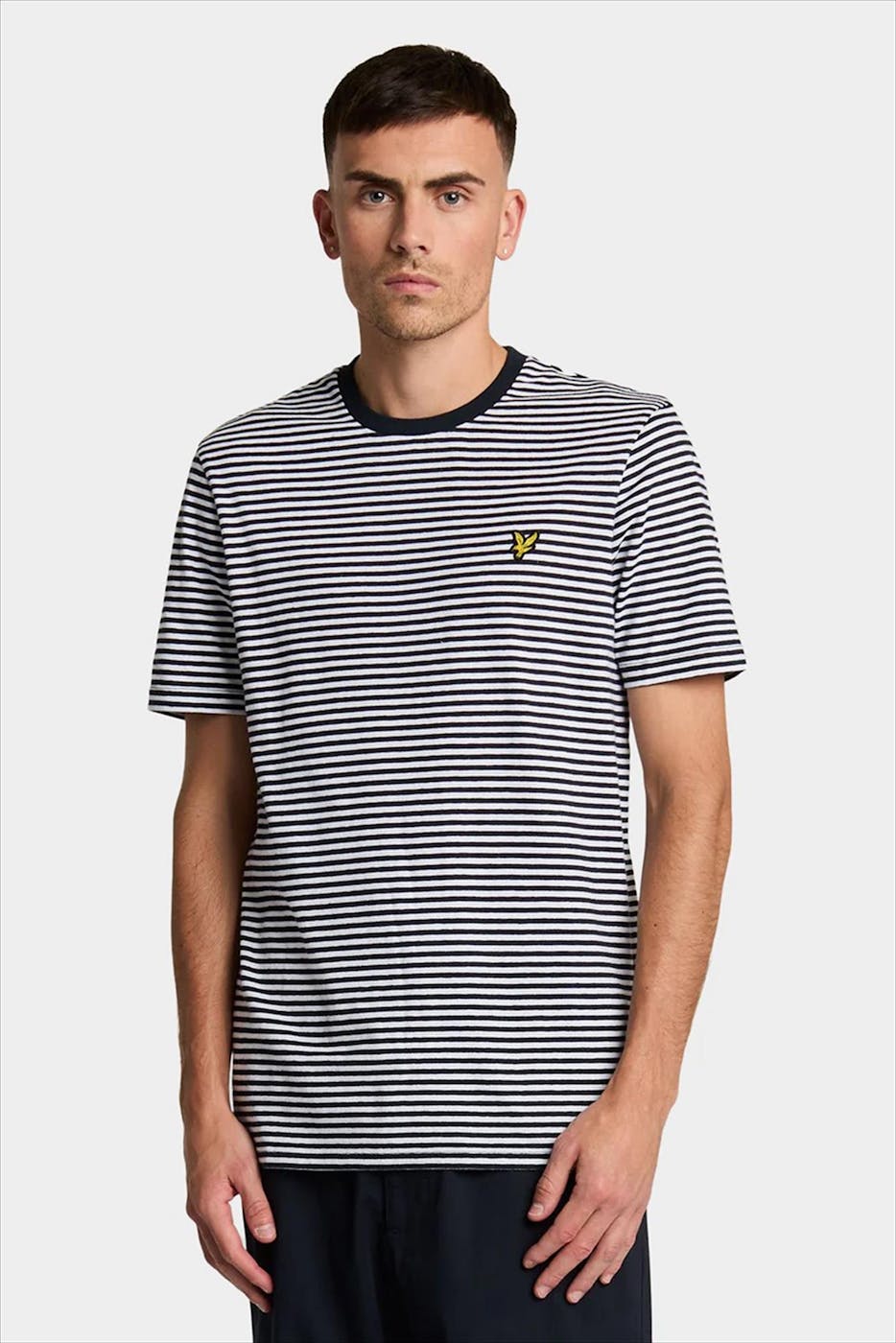 Lyle & Scott - Donkerblauw-Witte Breton Stripe T-shirt