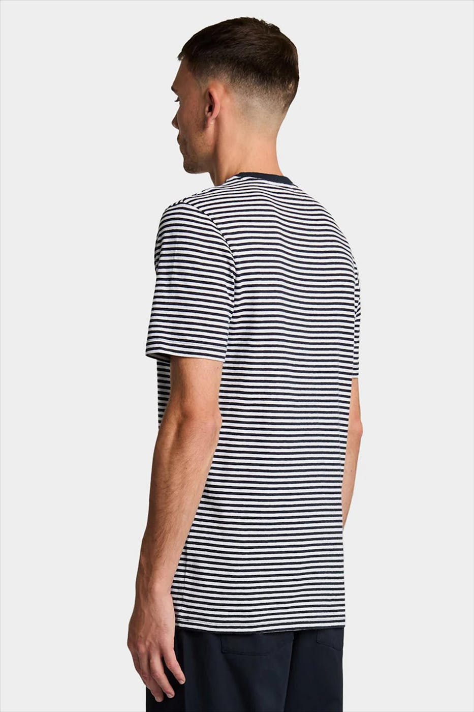 Lyle & Scott - Donkerblauw-Witte Breton Stripe T-shirt
