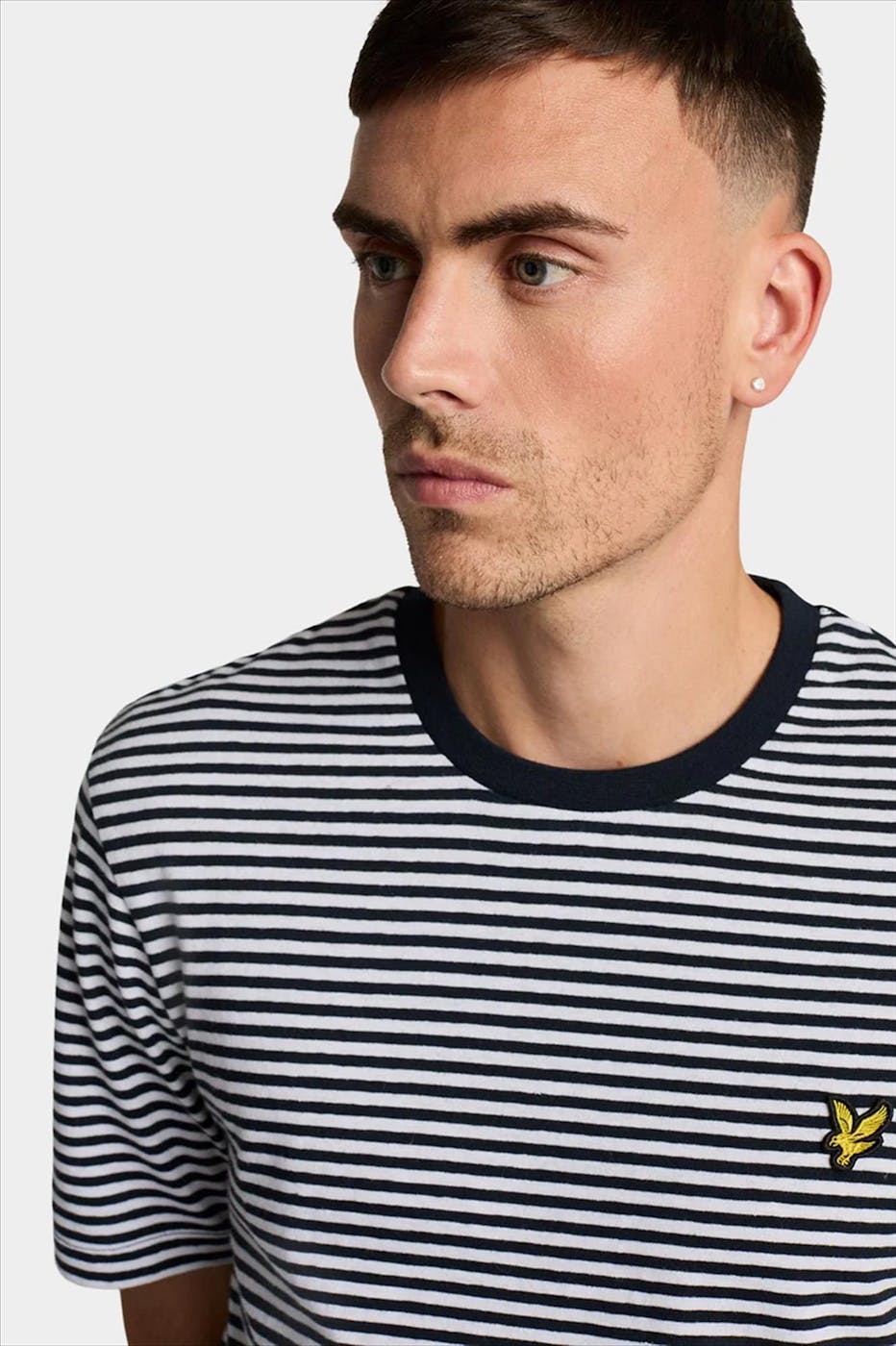Lyle & Scott - Donkerblauw-Witte Breton Stripe T-shirt