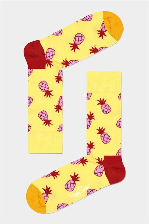 Happy Socks - Gele Pineapple sokken, maat: 41-46