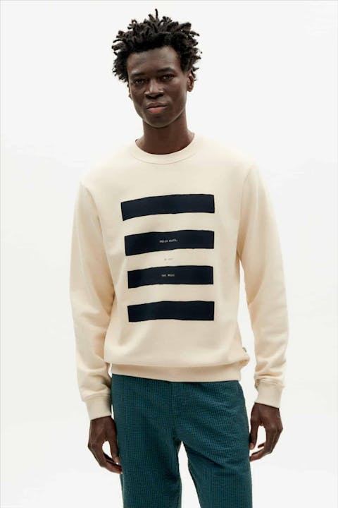 Thinking Mu - Ecru-Zwarte Hello Playa sweater
