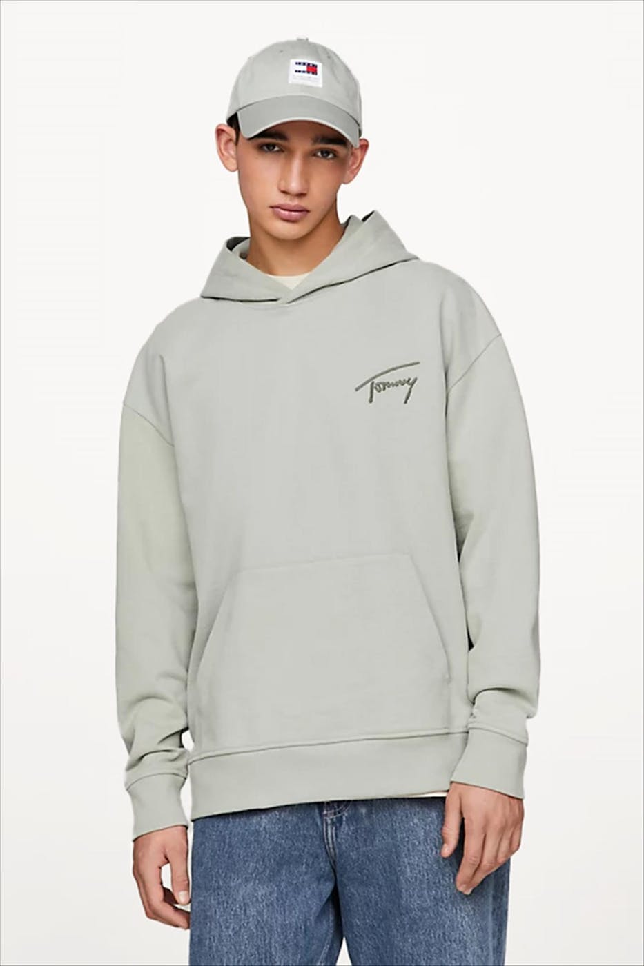 Tommy Jeans - Mintgroene Signature hoodie