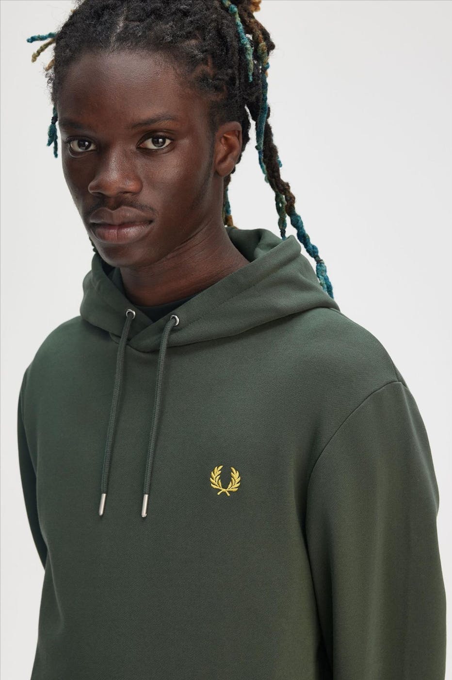 Fred Perry - Donkergroene Tipped hoodie