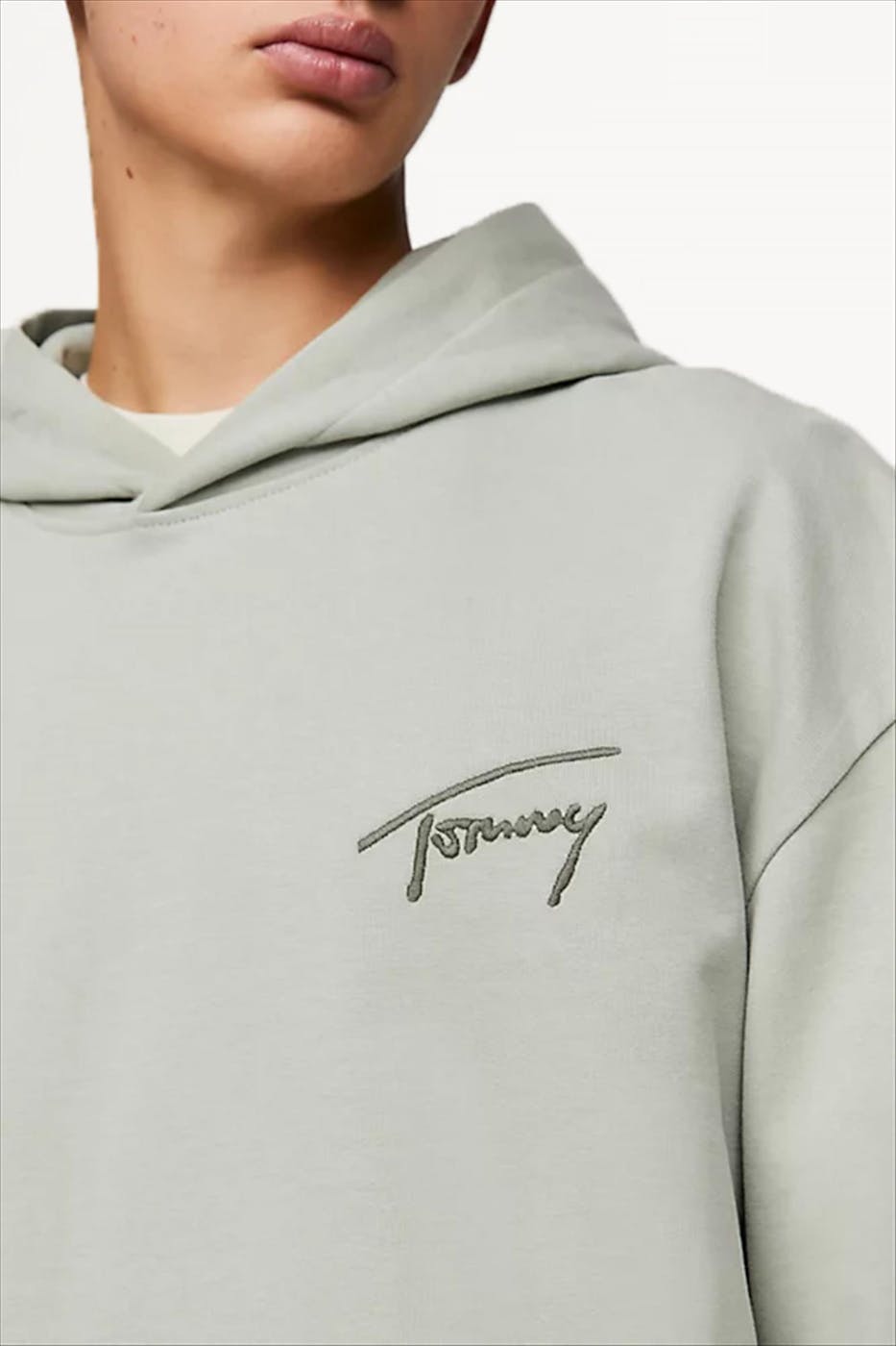 Tommy Jeans - Mintgroene Signature hoodie