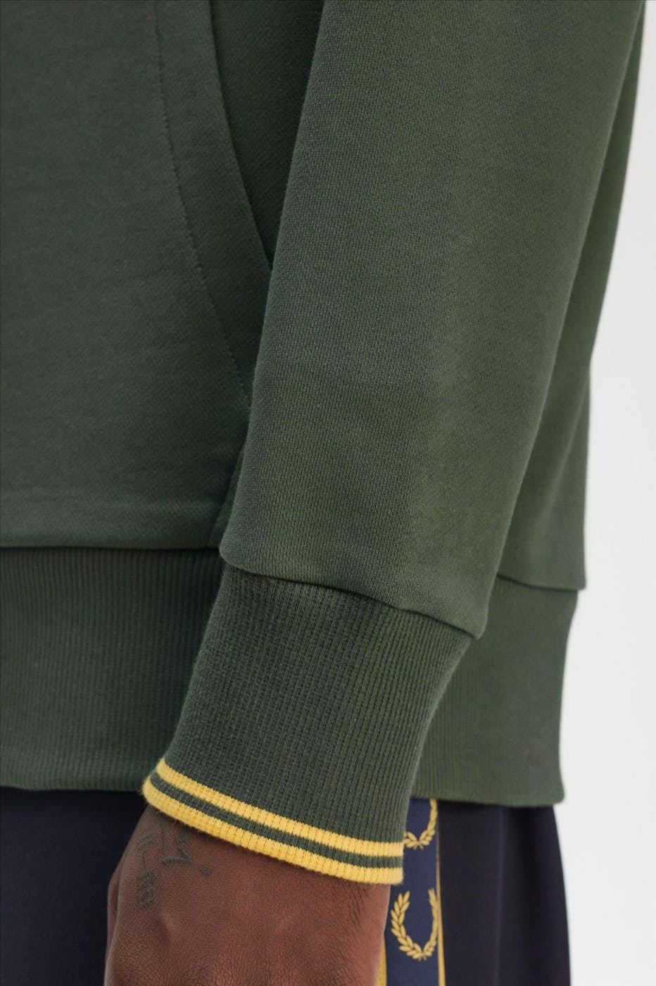 Fred Perry - Donkergroene Tipped hoodie