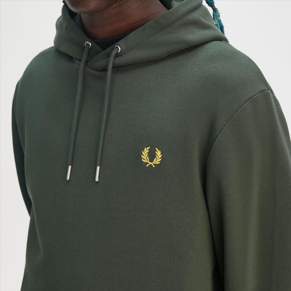 Fred Perry - Donkergroene Tipped hoodie