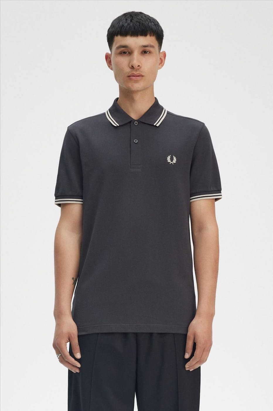 Fred Perry - Donkergrijze Twin Tipped polo