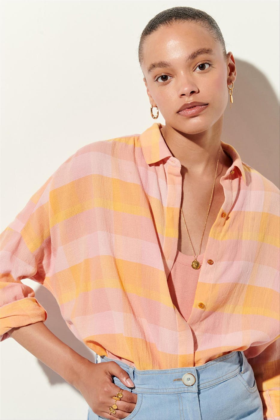 Sessùn - Oranje-roze Delima blouse