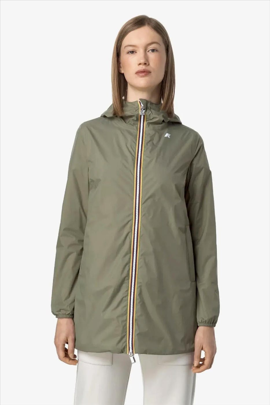 K-Way - Olijfgroene-Beige Sophie Plus 2 Double regenjas