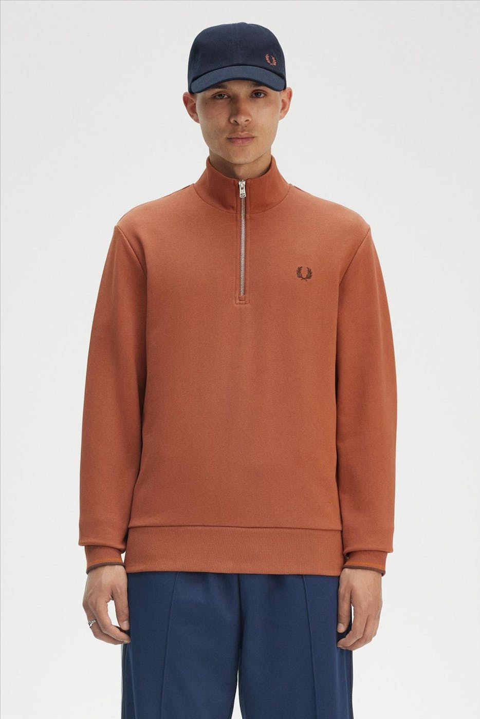 Fred Perry - Kaneelbruine Half Zip sweater