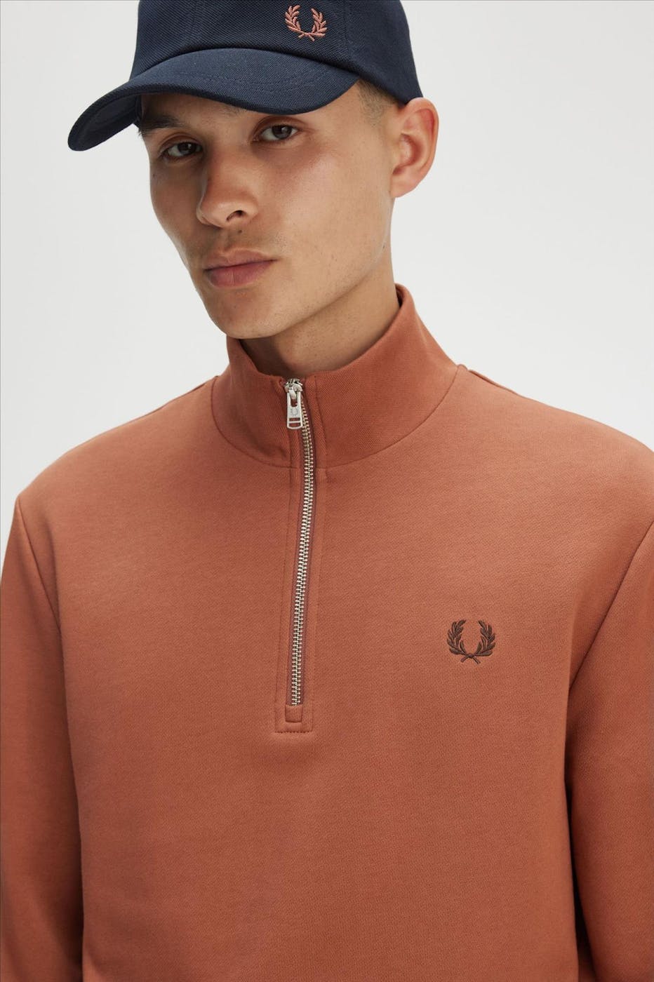 Fred Perry - Kaneelbruine Half Zip sweater